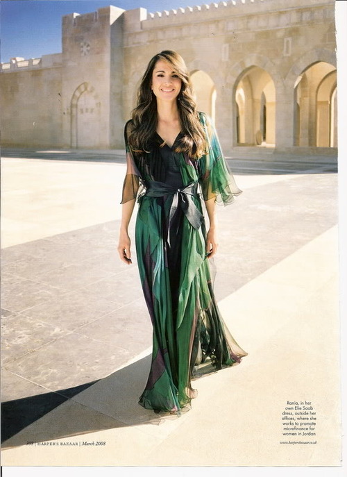 Queen Rania Harper's Bazaar Green